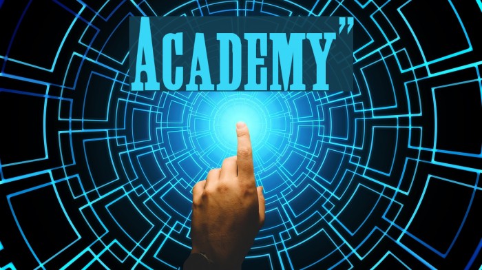 Academy!` Schriftart examples