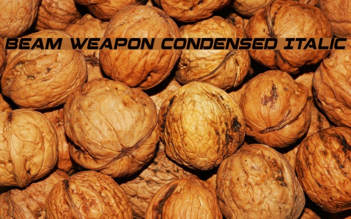 Beam Weapon Condensed Italic Шрифта examples