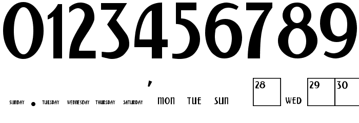 Calendar Normal Font Alte caractere