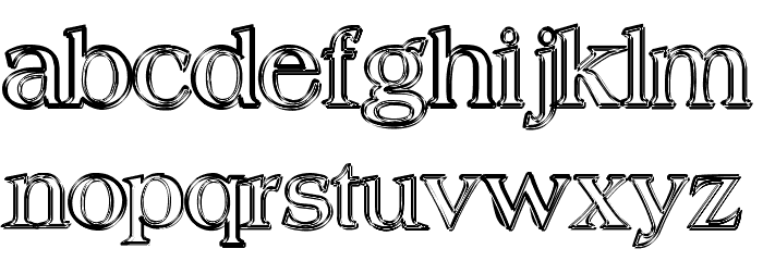 Hungover Outline フォント 小文字