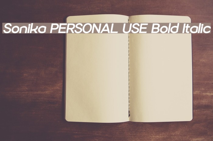 Sonika PERSONAL USE Bold Italic フォント examples
